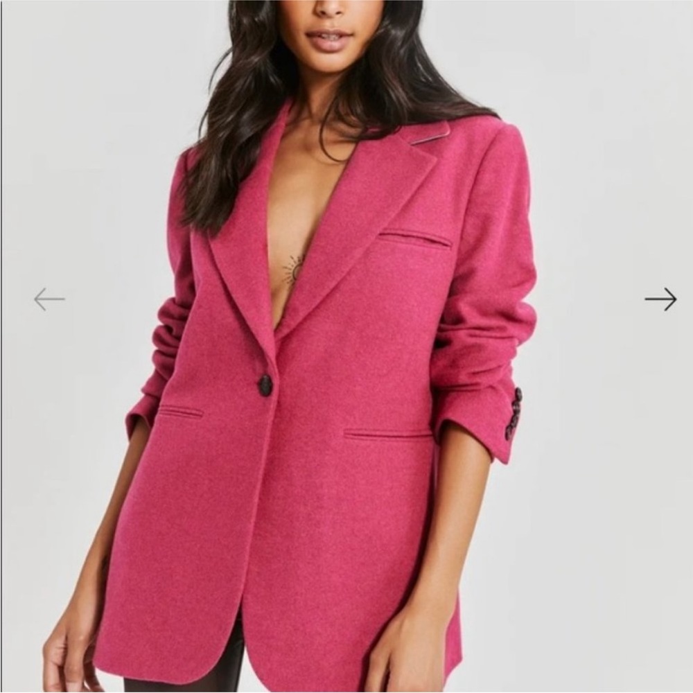 Something Navy Pink Wool-Blend Blazer